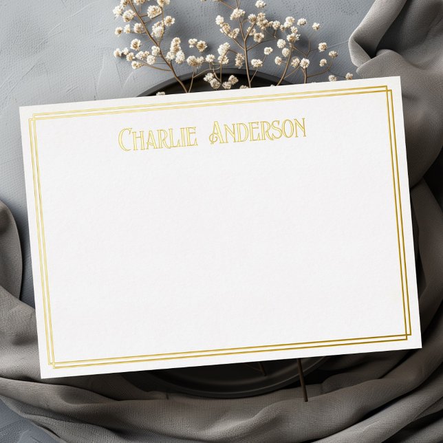 Vintage Typografie mit Goldlatte Folieneinladung (Vintage typography border gold real foil note card)