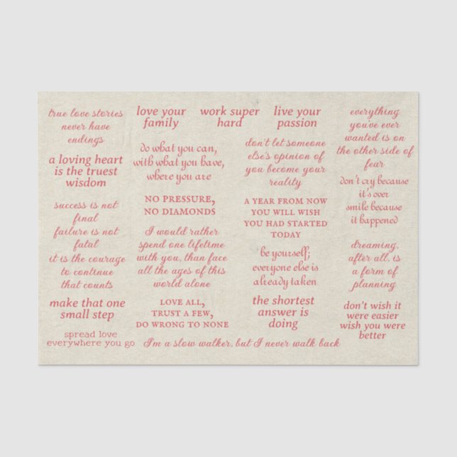 Vintage Typografie Motivierend Zitate Rosa Seidenpapier (Vorderseite)