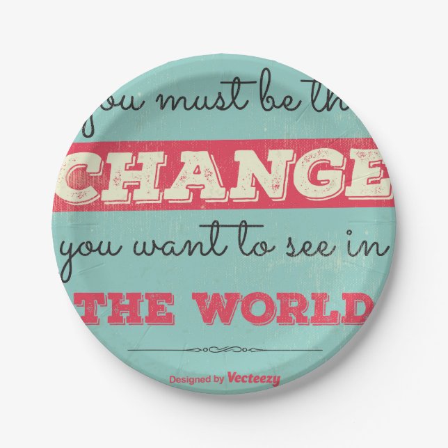 Vintage Typografie Pappteller (Vorderseite)