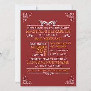 Vintage Typografie Poster Bar-Bat Mitzvah Einladung