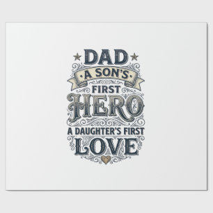 Vintage-Typografie-Shirt Papa Sohn Held Tochter Li Geschenkpapier