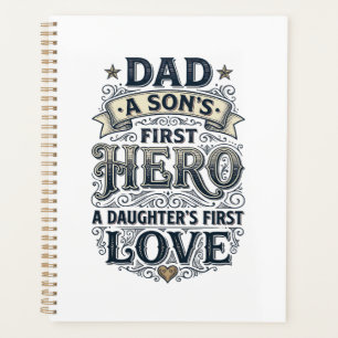 Vintage-Typografie-Shirt Papa Sohn Held Tochter Li Planer