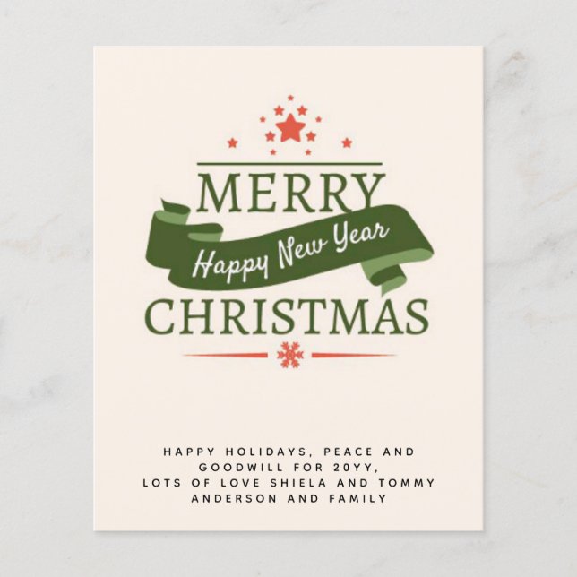 Vintage Typografie-Weihnachtsbrief (Vorderseite)