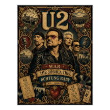 Vintage U2 Rock Band Tribute Wandkunstposter