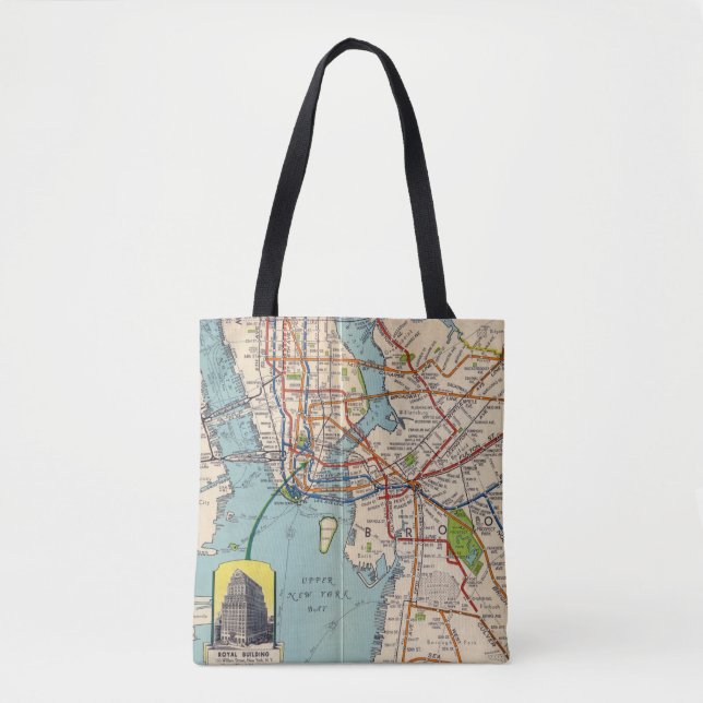 Vintage U-Bahn-Karte New York Tasche (Vorderseite)