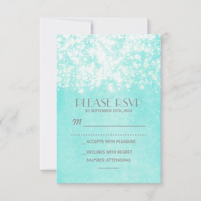 Vintage UAWG - Saitenleuchten - blau RSVP Karte (Vorderseite)