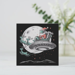 Vintage-UFO-Weihnachtsmann-Alien-Weihnachten-Krypt Feiertagskarte