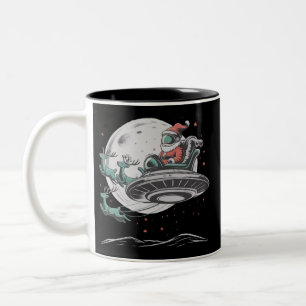 Vintage-UFO-Weihnachtsmann-Alien-Weihnachten-Krypt Zweifarbige Tasse