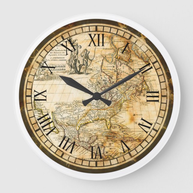 Vintage Uhr der alten Weltkarte (Vorderseite)