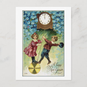 Vintage Uhr dreht um Mitternacht Postkarte