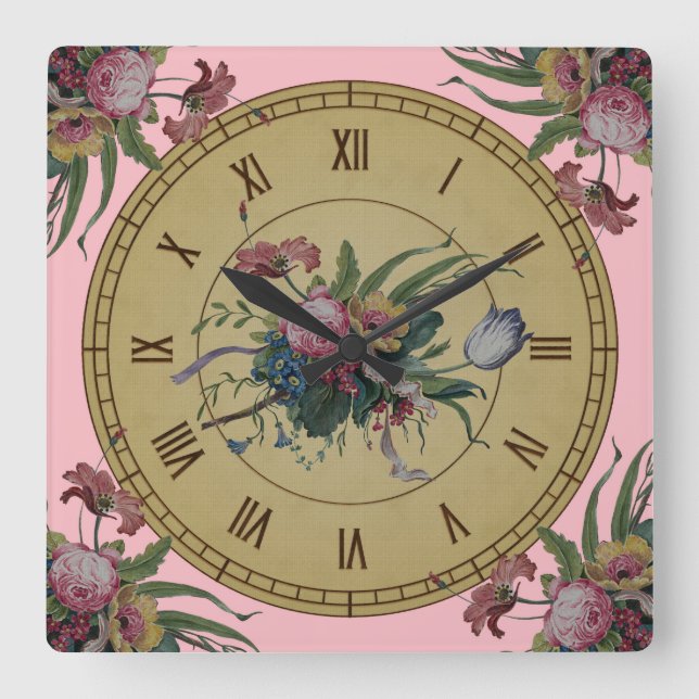 Vintage Uhr mit Blume (Vorderseite)