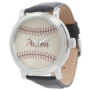 Vintage-Uhr mit individuellem Namen Baseballuhr Armbanduhr