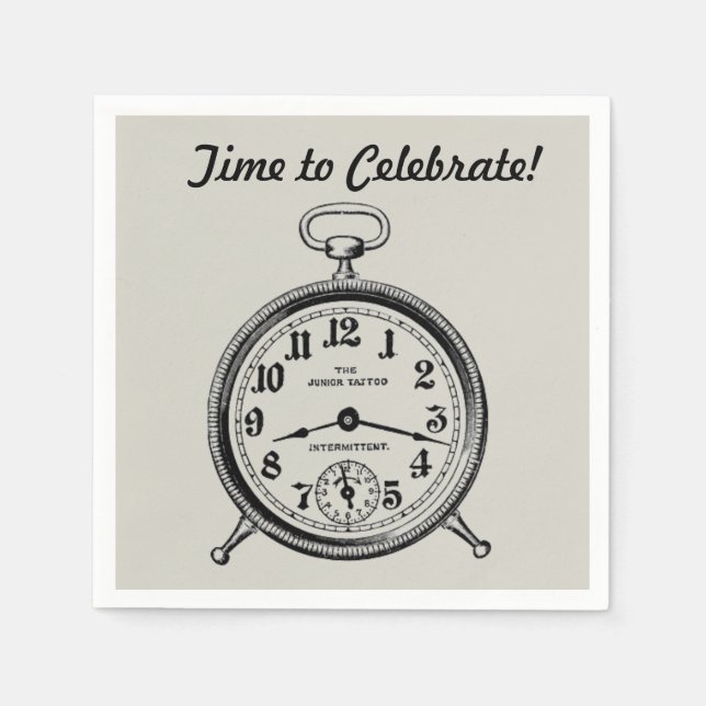 Vintage Uhr Napkins Serviette (Vorderseite)