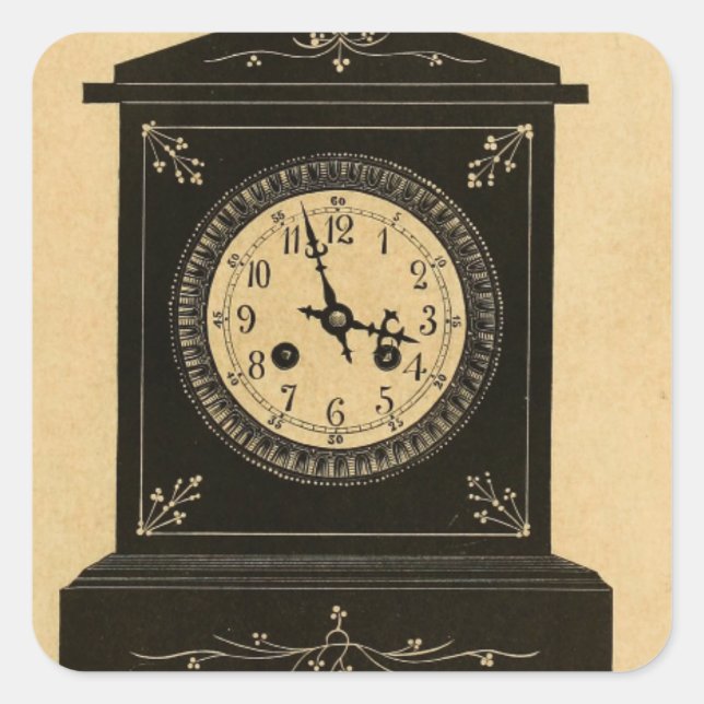 Vintage Uhr Quadratischer Aufkleber (Vorderseite)