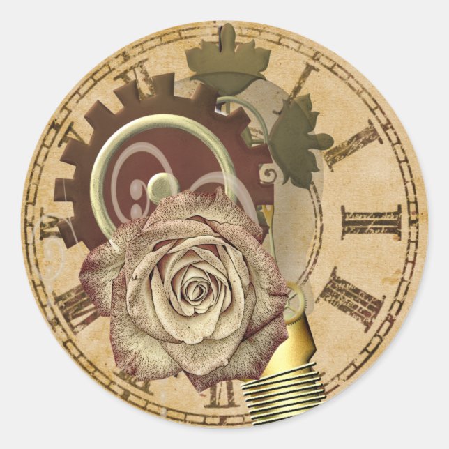 Vintage Uhr Runder Aufkleber (Vorderseite)