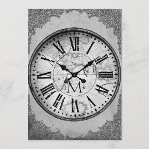 Vintage Uhr zum 1. Hochzeitstag Einladung