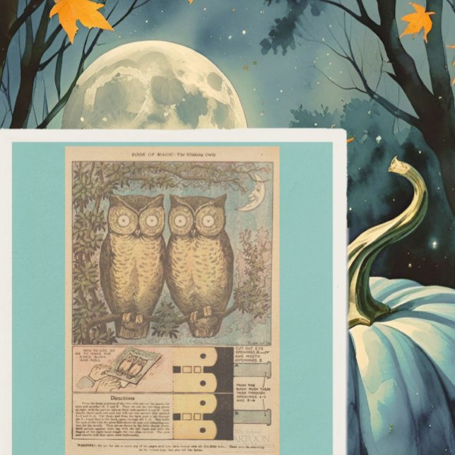 Vintage Uhu niedlich fallender Kind Handwerk Illus Serviette (Von Creator hochgeladen)