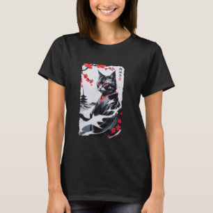 Vintage-Ukiyo-e Japanische Katze im Kimono Sumi-e  T-Shirt