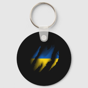 Vintage-Ukraine-Flagge mit Tigerscratch zerrissen  Schlüsselanhänger
