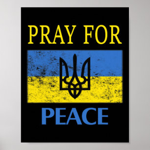 Vintage ukrainische Flagge Bete für Frieden Bete f Poster