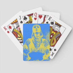 Vintage ukrainische Flaggenfrau Spielkarten