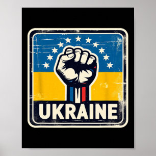 Vintage ukrainischer Bynner Fan Ukraine Flagge Ret Poster