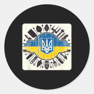 Vintage Ukrainischer Bynner Fan Ukraine Flagge Ret Runder Aufkleber