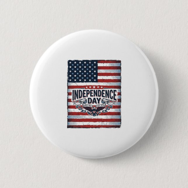 Vintage-Unabhängigkeitstag-Flag-Shirt Button (Vorderseite)