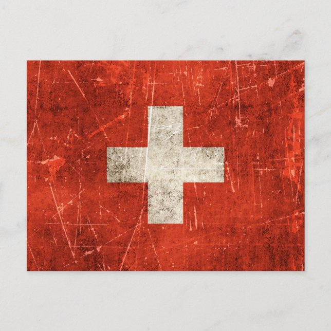 Vintage und gekratzte Flagge der Schweiz Postkarte (Vorderseite)