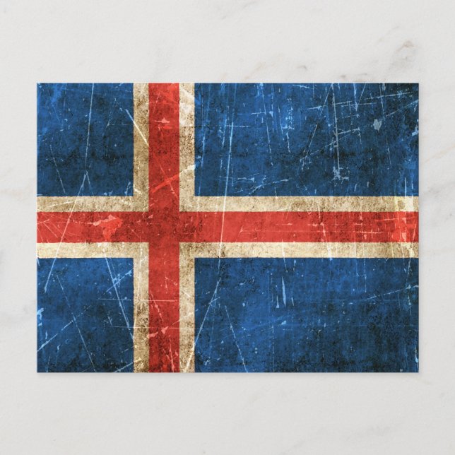 Vintage und gekratzte Flagge Islands Postkarte (Vorderseite)