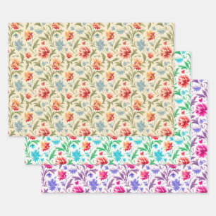 Vintage- und moderne Blumenmuster Geschenkpapier Set