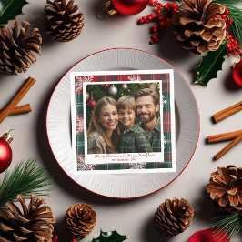 Vintage und moderne Rot- und Grüne Schneeflocken Serviette