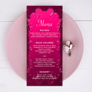 Vintage und romantische Pink-Hochzeit Menükarte