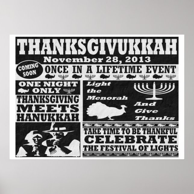 Vintage Une fois dans la vie Thanksgivukkah Poster (Devant)