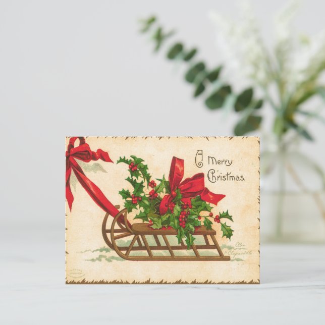 Vintage Une Joyeuse Carte de Noël (Debout devant)