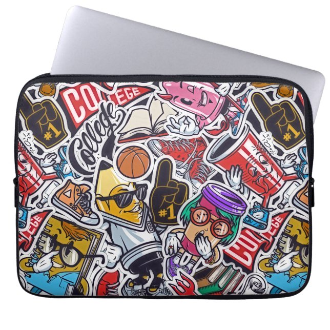 Vintage Uni Pop Laptopschutzhülle (Vorderseite)