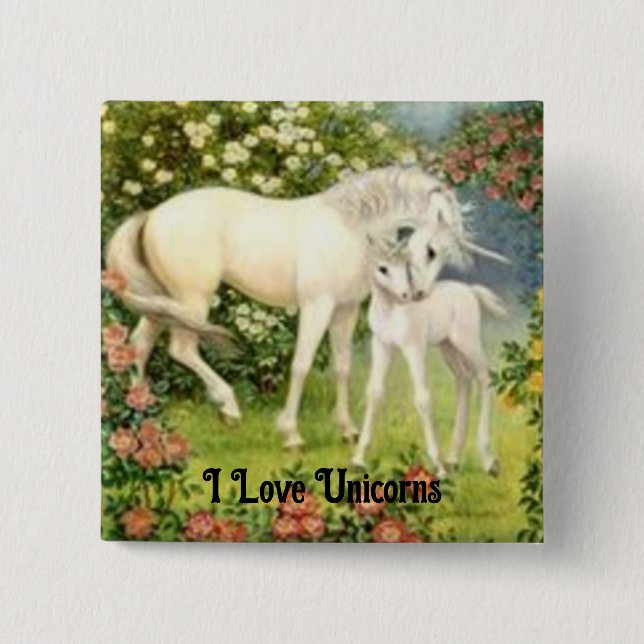 Vintage Unicorns Button-Button Button (Vorderseite)