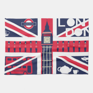 Vintage-Union-Jack-Flagge mit London-Dekoration Handtuch