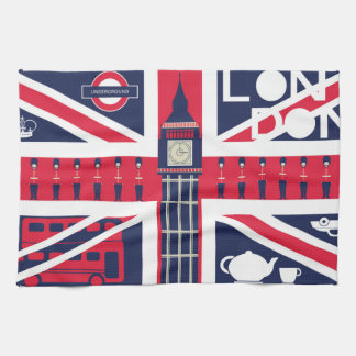 Vintage-Union-Jack-Flagge mit London-Dekoration Handtuch