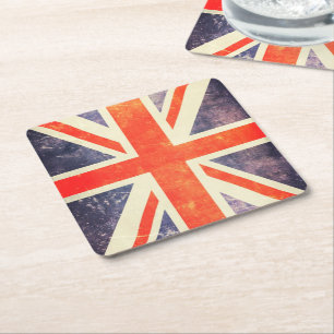 Vintage-Union-Jack-Flagge Rechteckiger Pappuntersetzer