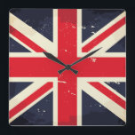 Vintage Union Jack Wall Clock Quadratische Wanduhr<br><div class="desc">Vintage style Union Jack wall clock. More products with the same design available in my shop.</div>