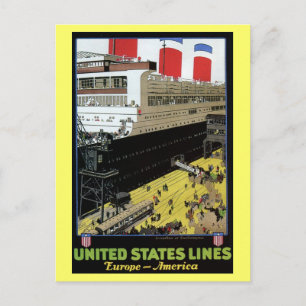 Vintage United States Lines Europa Amerika Reise Postkarte