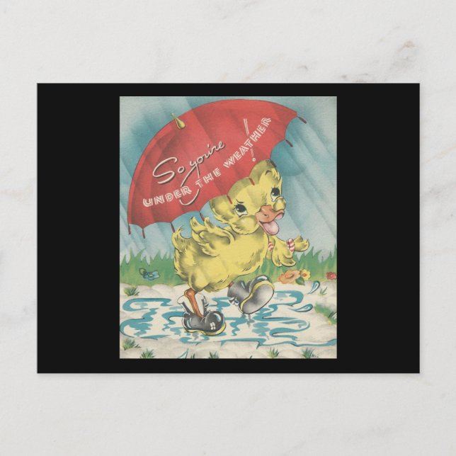 Vintage "unter dem Wetter" Ente Postkarte (Vorderseite)