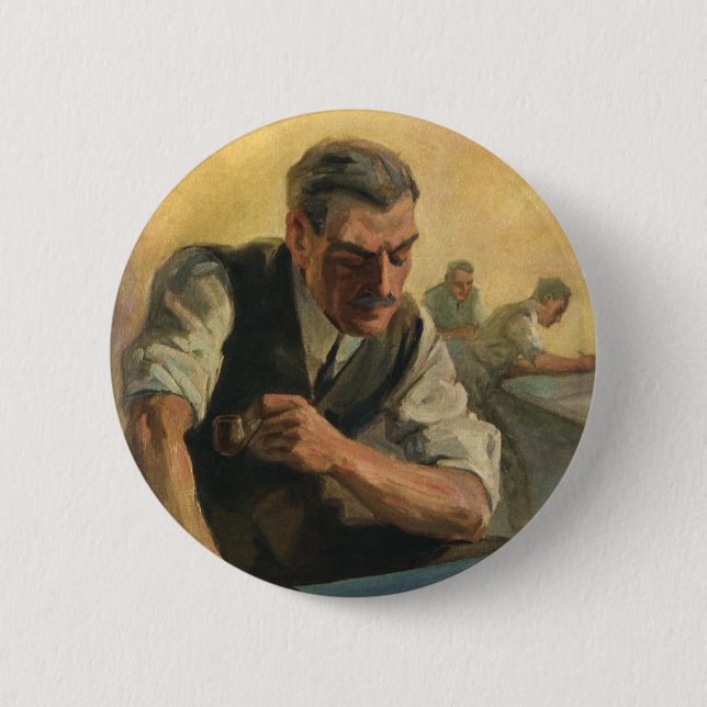 Vintage Unternehmensarchitektur und Gebäude-Bluepr Button (Vorderseite)