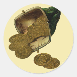 Vintage-Unternehmensfinanzierung, Goldmünzgeld im  Runder Aufkleber