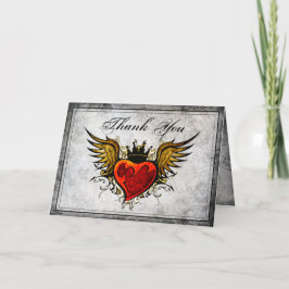 Vintage Urban Tattoo Winged Heart Dankeschön Karte