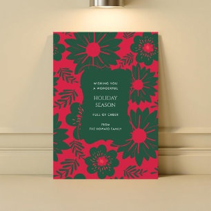 Vintage Urlaubskarte  Wasser Rote Grüne Blüte