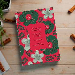 Vintage Urlaubskarte  Wasser Rote Grüne Blüte