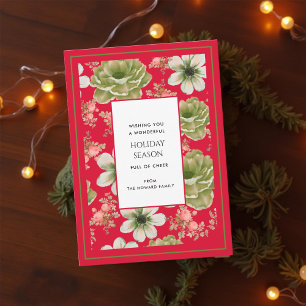 Vintage Urlaubskarte  Wasser Rote Grüne Blüte