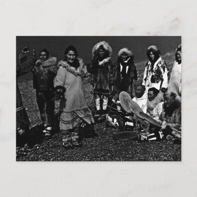 Vintage US Alaska Eskimo Tänzer Postkarte (Vorderseite)